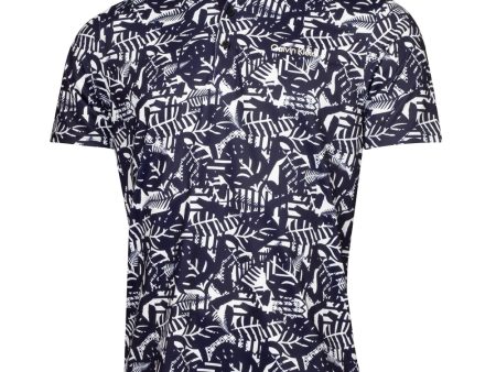 Calvin Klein Abstract Print Polo Shirt - White Evening Blue Supply