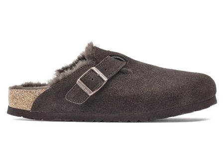 BIRKENSTOCK | SANDALIAS MUJER | BOSTON SHEARLING SUEDE LEATHER FUR MOCHA | NEGRO Hot on Sale