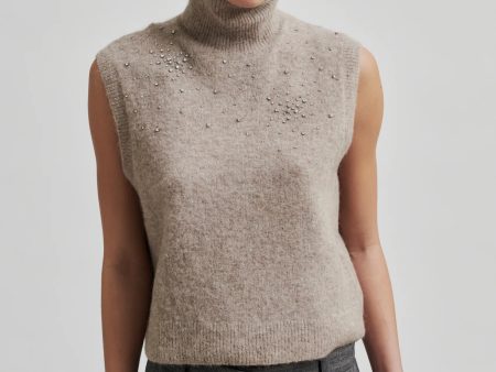 SECOND FEMALE | JERSEY MUJER | SPARKLING KNIT VEST ROASTED CASHEW | BEIGE Online now