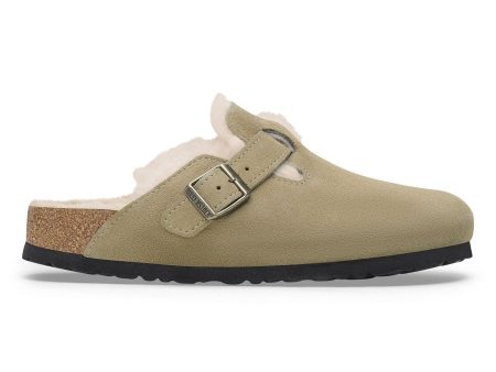 BIRKENSTOCK | SANDALIAS MUJER | BOSTON SHEARLING SUEDE LEATHER FUR TAUPE | VERDE Online now