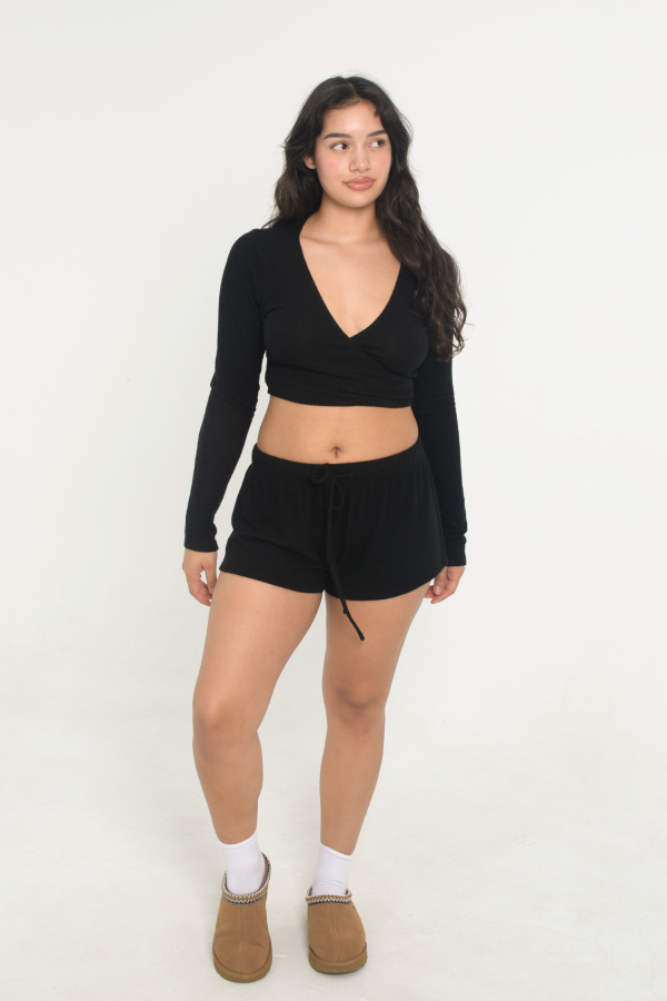 Sweater Shorts - Black For Sale