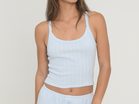 Pointelle Scoop Tank - Baby Blue Hot on Sale