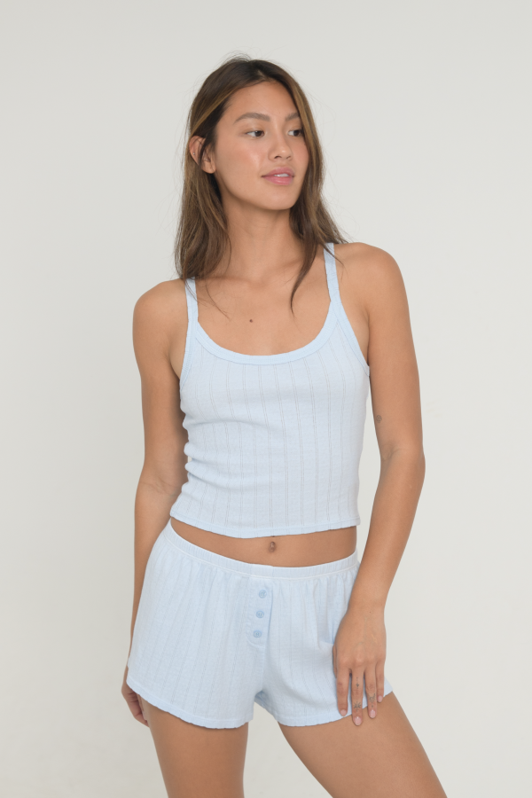 Pointelle Scoop Tank - Baby Blue Hot on Sale