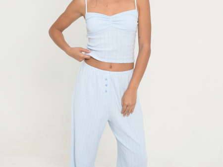 Pointelle Ruched Tank - Baby Blue Online