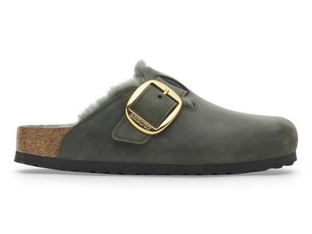 BIRKENSTOCK | SANDALIAS MUJER | BOSTON BIG BUCKLE SHEARLING OILED LEATHER THYME | VERDE Hot on Sale