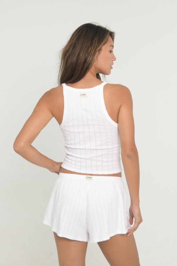 Pointelle Scoop Tank - White Discount