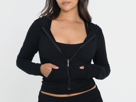 Fitted Zip Up Jacket - Black Fashion