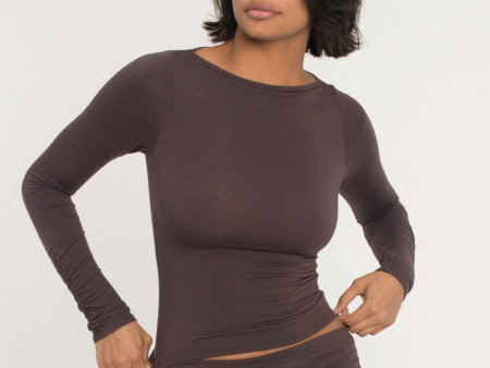 Boat Neck Long Sleeve - Espresso Discount